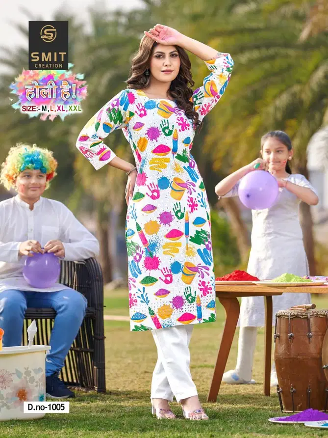 Smit Special Festive Wear Holi He Printed Kurti Wholesale Market In Surat
